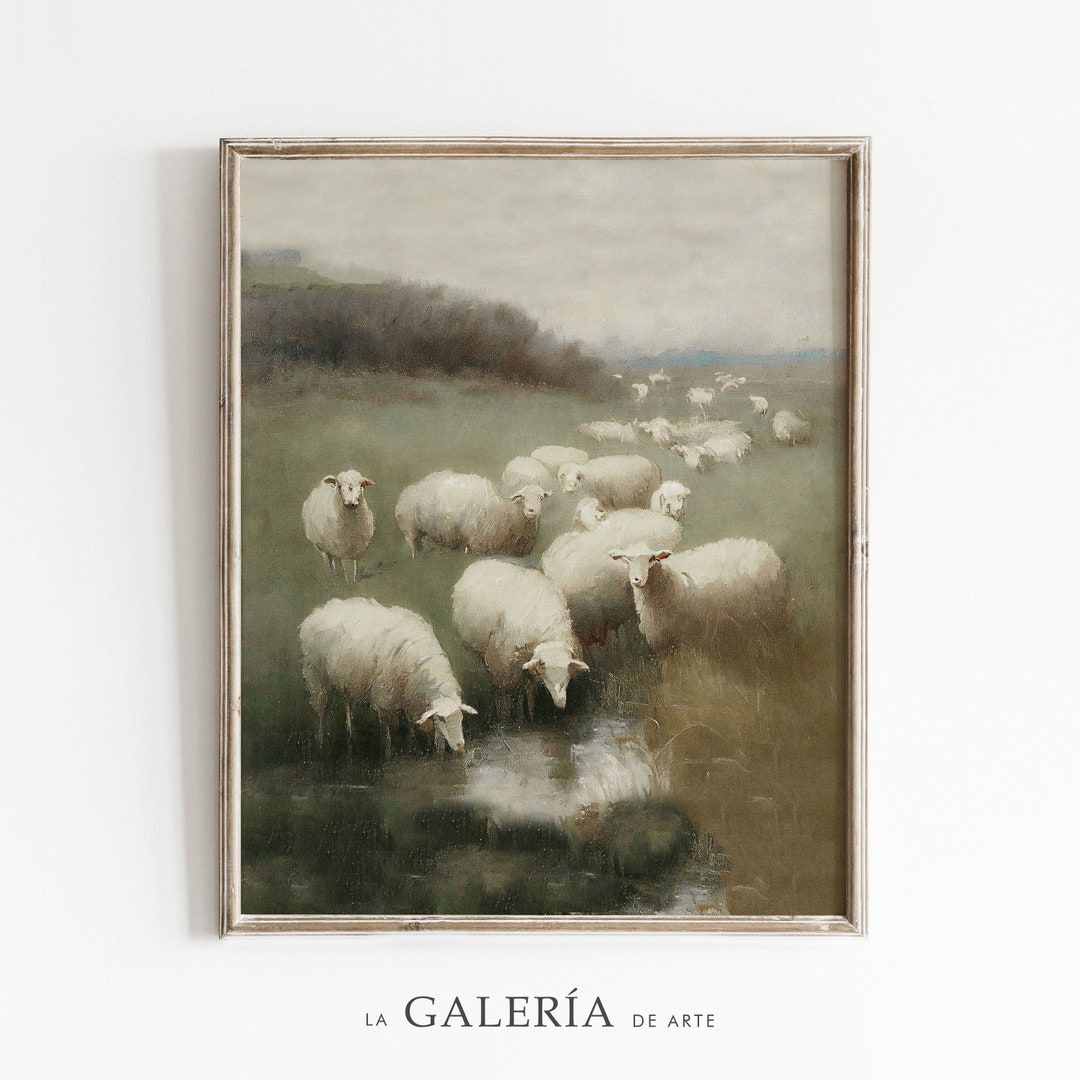 Sheep Painting | Farmhouse Wall Art | Farm Animal Print - Etsy
