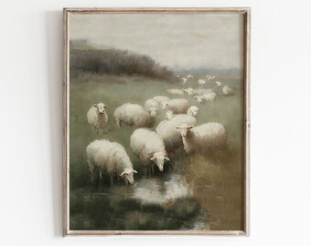 Sheep Painting | Farmhouse Wall Art | Farm Animal Print