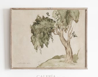 Decoración de guardería de estilo vintage con diseño de bosque, impresión de estilo rural, arte de pared con árboles, arte rústico para pared de guardería, ilustración de bosque, descarga digital