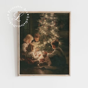 Impresión de árbol de Navidad / Arte de pared vintage de Navidad / Arte mural de invierno