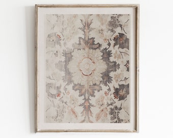 Arte de pared con tapiz neutro / Arte textil vintage imprimible / Arte ecléctico para descargar