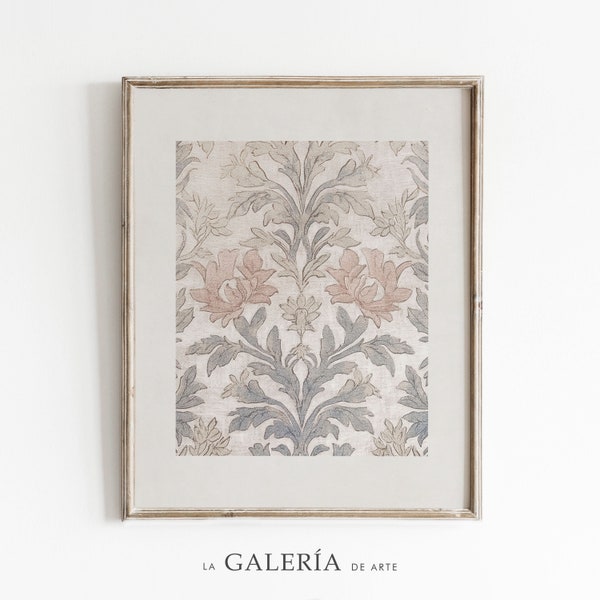 Neutral Tapestry Wall Art | Vintage Textile Printable | Eclectic Art Download