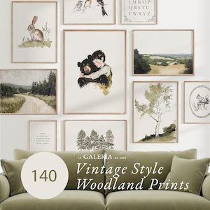 140 Vintage Style Woodland Prints |  Nursery Gallery Wall Art | Wall Art Prints for Kids Room | Woodland Nursery Decor |  Mega Bundle