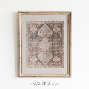 Neutral Tapestry Wall Art | Vintage Rug Pattern | Textile Print