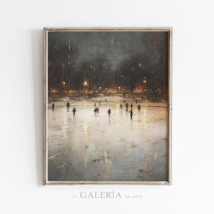 Ice Skating Rink Print | Christmas Oil Painting | Printable Winter Wall Art | Fine Art Print | DIGITAL DOWNLOAD