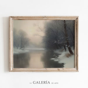 Winterlandschap schilderij | Vintage kerst | Moody Winter Galerij Muur
