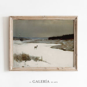 Winter Landscape Print | Moody Painting | Vintage Christmas Print