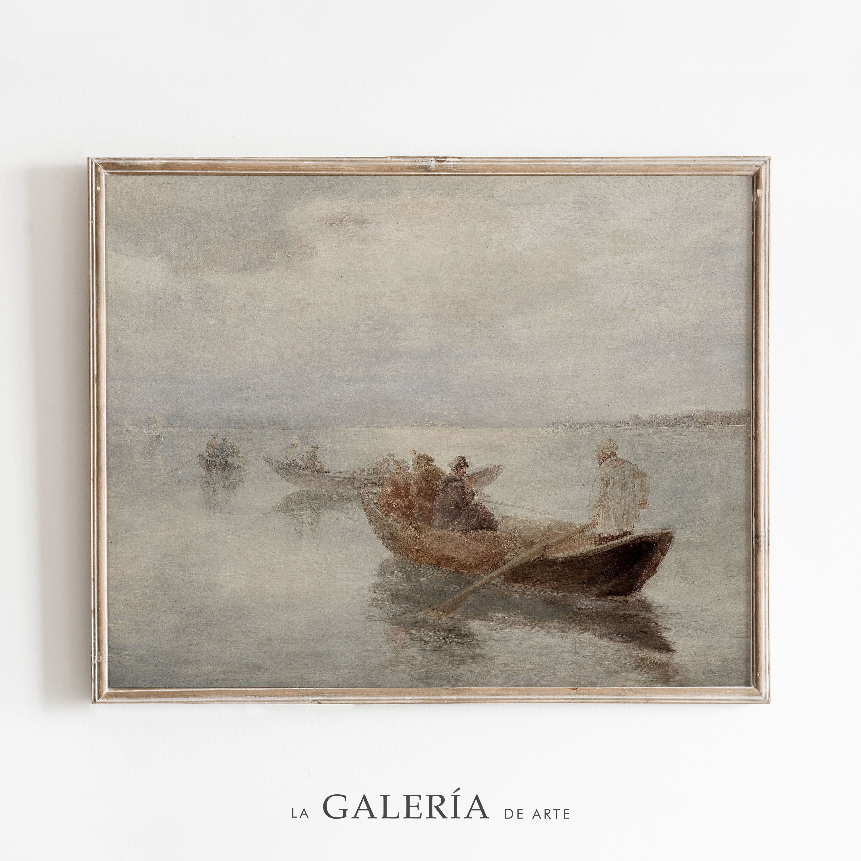 Vintage Boat Painting | Neutral Lake House Wall Art | Nautical Decor - Etsy