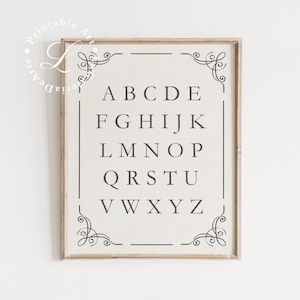 Minimalistic Alphabet Print | Gender Neutral Wall Art Print | Vintage Nursery Art | ABCs Wall Art | Baby Room Decor | Digital Download