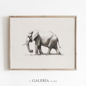 Elephant Sketch | Safari Nursery Decor | Animal Wall Art | Vintage Animal Sketch