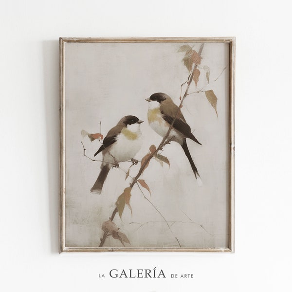 Vintage Bird Painting | Neutral Art Print | Farmhouse Nursery Art | Printable Wall Art