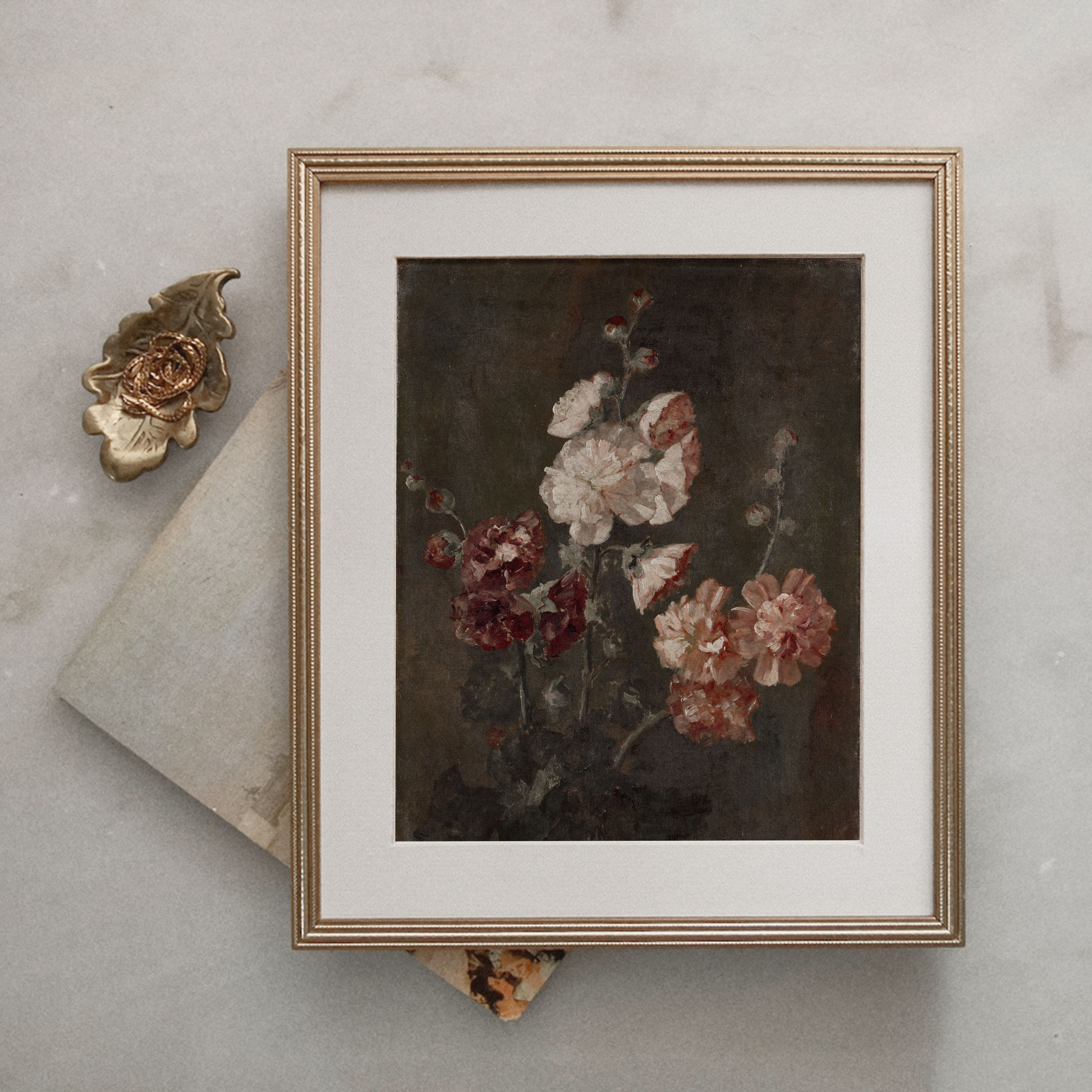 Moody Vintage Flower Print | Dark Floral Still Life Oil Painting ...