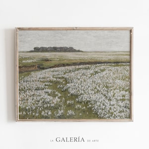 Spring Landscape Painting | Vintage Meadow Print | Country Farmhouse Printable