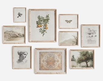 Vintage Kitchen Gallery Wall Art Set  | Mediterranean Gallery Wall Prints | Vintage Summer Paintings | Set of 9 #2