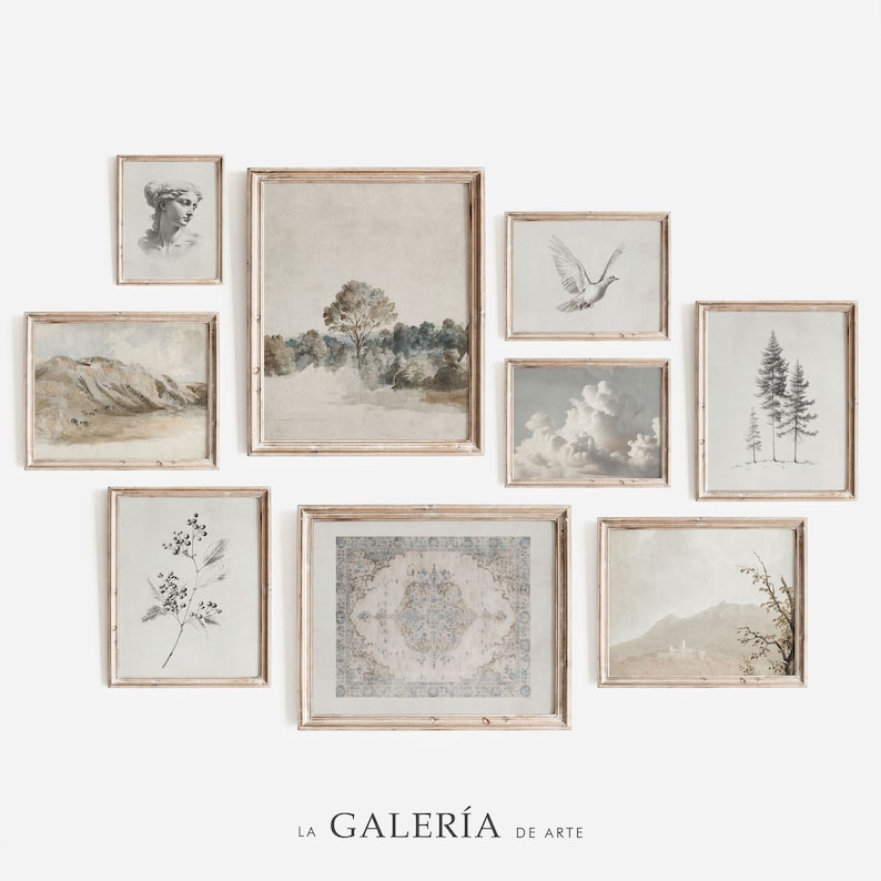 Vintage Gallery Wall Set Neutral Gallery Wall Prints Light Etsy