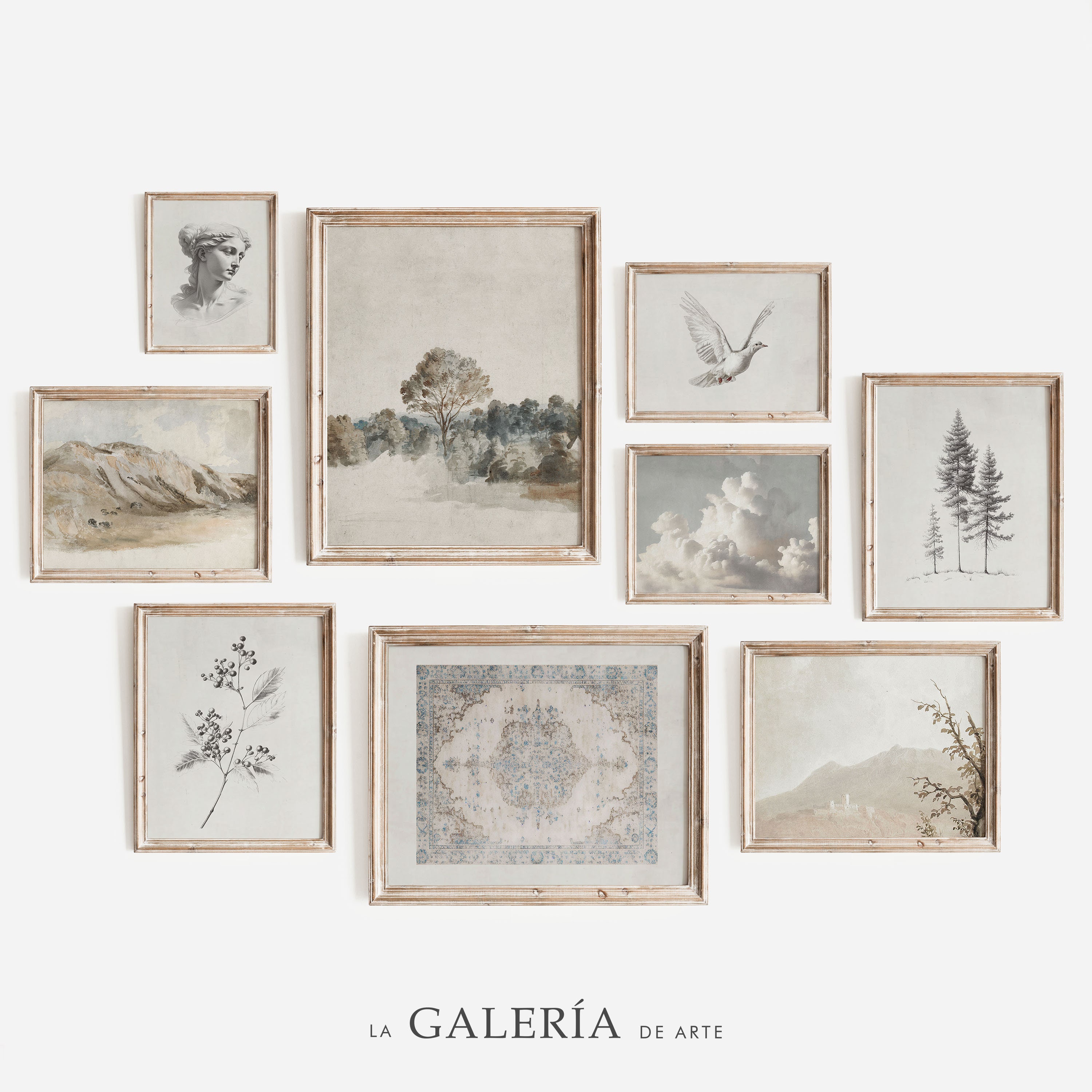 Vintage Gallery Wall Set  |  Neutral Gallery Wall Prints | Light Art Print Set | Set of 9 #3