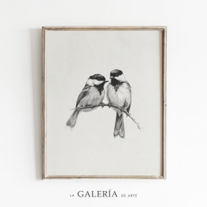 Birds Sketch Print | Animal Drawing  | Rustic Wall Art