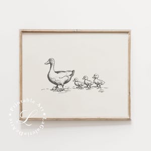 Rustic Nursery Wall Art | Duck Sketch | Cute Animal Print for Kids Room Decor | Farmhouse Nursery Art | Vintage Nursery | Digital Download