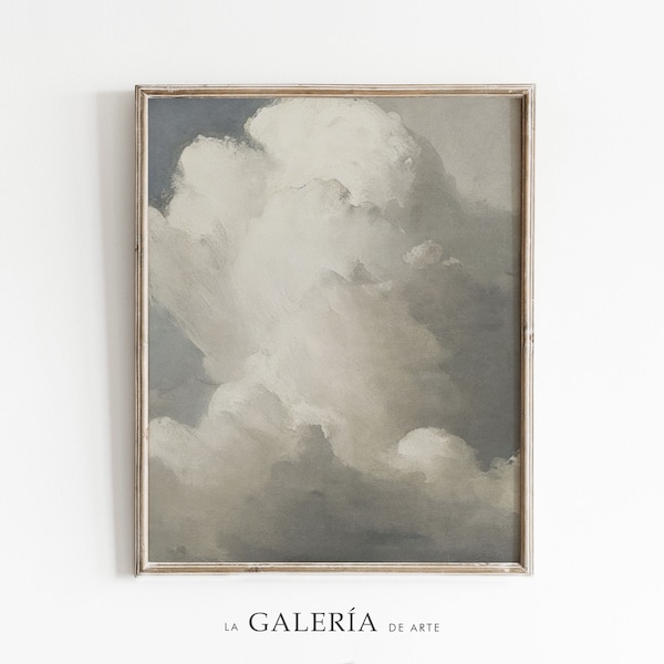 Cloudy Sky Painting | Vintage Sky Print | Cloud Oil Painting