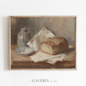 Art mural de cuisine de campagne | Décor rustique | Impression de nature morte de pain