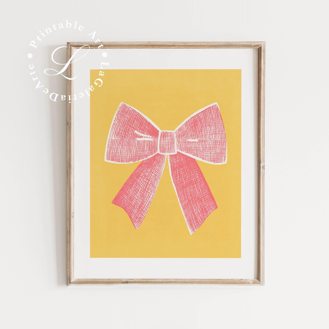 Pink Bow Print | Girl Nursery Wall Art | Baby Girl Room Decor | Blush ...