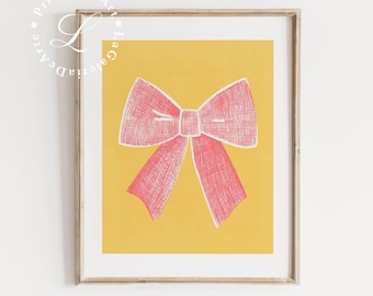 Pink Bow Print | Girl Nursery Wall Art | Baby Girl Room Decor | Blush Pink Bow Print | Girly Nursery Decor | Digital Download