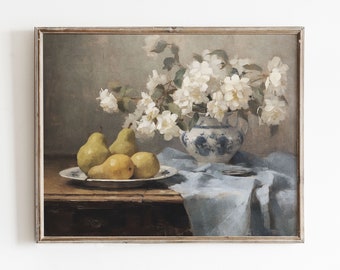 Still Life Painting  | Farmhouse Kitchen Print | Vintage Oil Painting