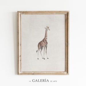 Vintage Giraffe Print | Jungle Animal Illustration | Safari Nursery Art