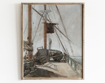 Decoración de pared de barco náutico vintage / Pintura de barco cambiante / Arte de pared náutico