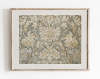 Arte de pared con tapiz en tonos apagados / Impresión textil vintage / Descarga de estilo rural moderno