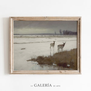 Winter Landscape Print | Moody Painting | Vintage Christmas Print