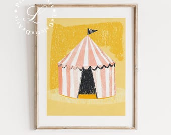 Decoración infantil con temática de circo / Lámina infantil / Arte mural de circo / Decoración infantil caprichosa / Lámina para sala de juegos infantil / Decoración infantil