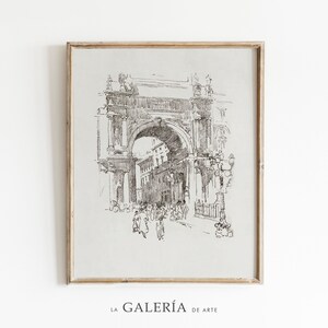 Architecture Sketch Print | Vintage Drawing | Antique City Art Print