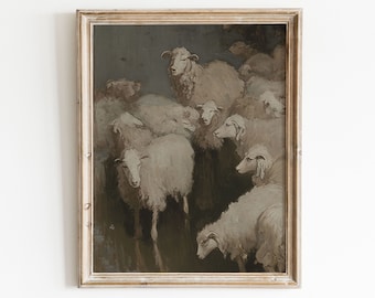 Sheep Painting | Farmhouse Wall Art | Farm Animal Print