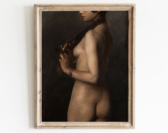 Bathroom Wall Art | Vintage Painting of a Woman | Antique Print