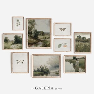 Vintage Gallery Wall Art Set  | Country Landscape Painting Set | Spring Print Set | Set of 9 #1