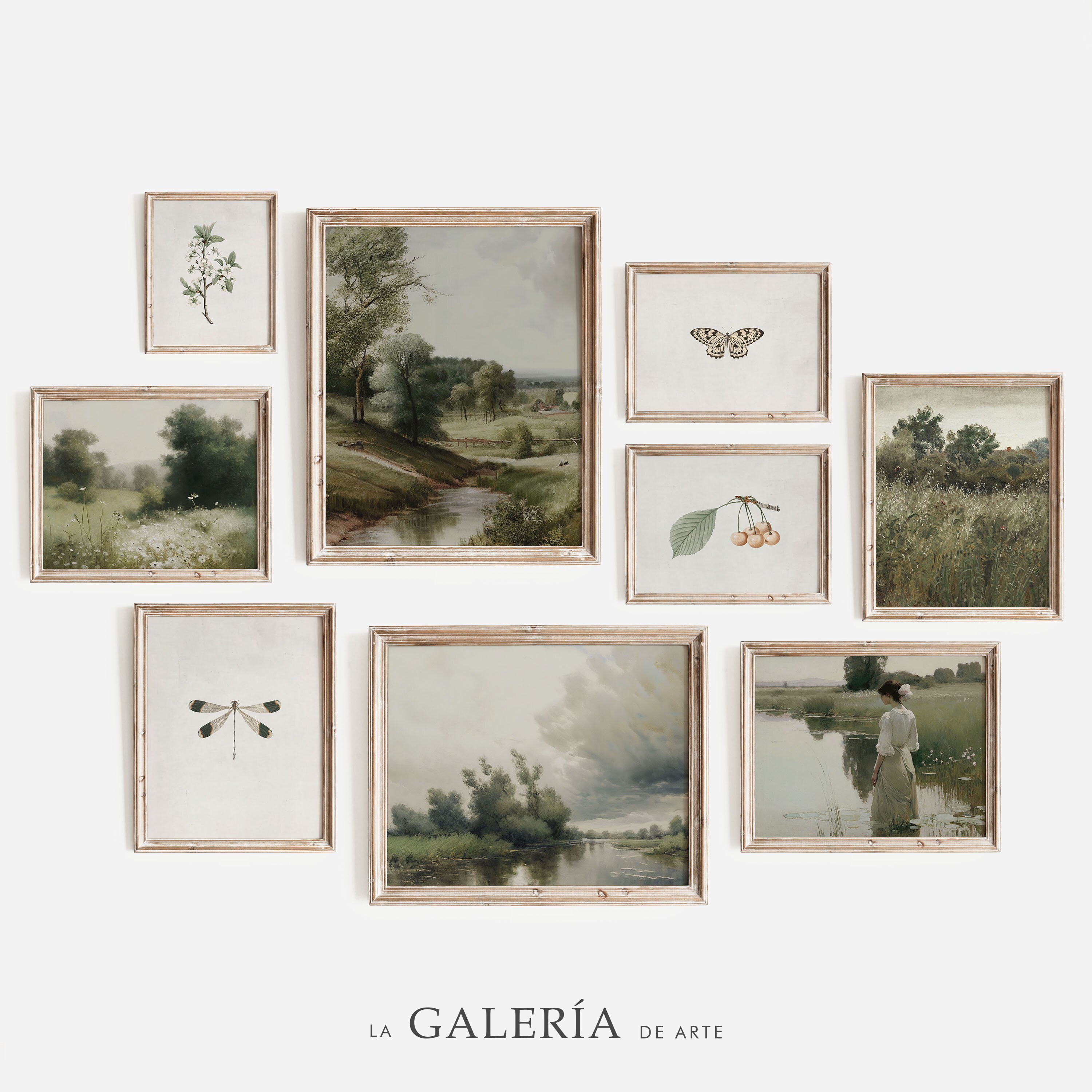 Vintage Gallery Wall Art Set | Country Landscape Painting Set | Spring ...