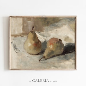 Pittura a pera / Arte della parete della cucina di campagna / Stampa di frutta