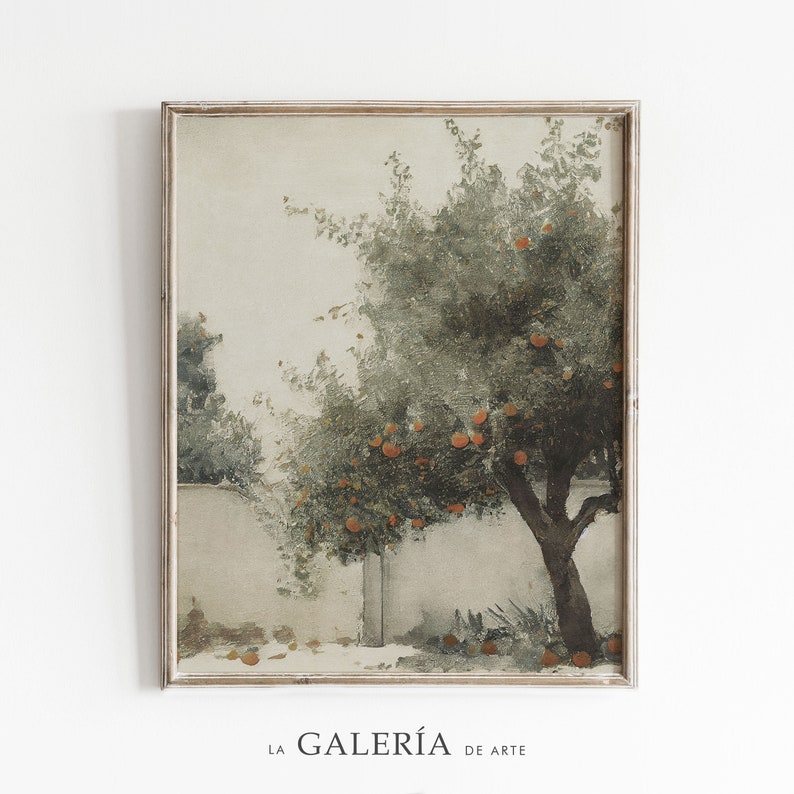 Estampado de naranjos / Arte de cocina campestre / Pintura de frutas imagen 1