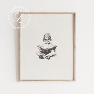 Decorazione da parete per la cameretta delle bambine vintage / Stampa artistica lineare / Decorazione per la sala giochi / Illustrazione per la cameretta dei bambini / Schizzo per la cameretta dei bambini / Download digitale