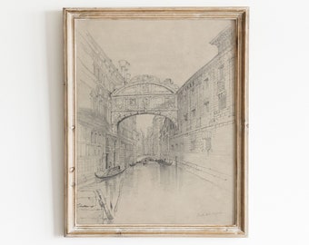 Vintagearkitekturskiss | Venedigtryck | Italiensk väggkonst