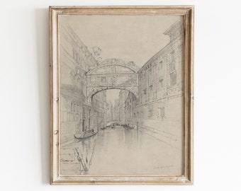 Vintage Architecture Sketch  | Venice Print | Italy Wall Art