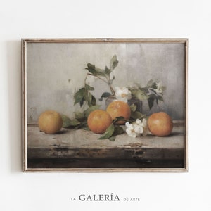 Vintage Küche Stillleben Malerei | Bauernhaus Druck | Ölgemälde Druck | Druckbares Kunstwerk | Küchenkunst | Orangen