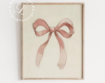 Bow Print | Girl Nursery Wall Art Print | Vintage Nursery Decor | Ribbon Wall Art | Baby Room Decor | Girly Wall Art