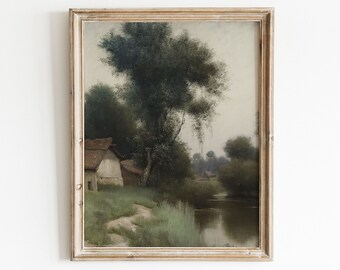 European Landscape Print | Vintage Home Painting | Neutral Wall Art