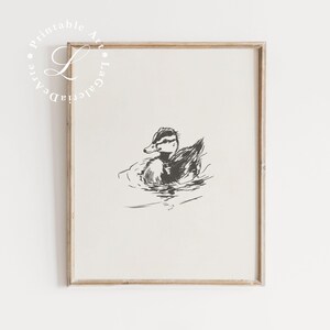 Rustic Nursery Wall Art | Duck Sketch | Cute Animal Print for Kids Room Decor | Farmhouse Nursery Art | Vintage Nursery | Digital Download