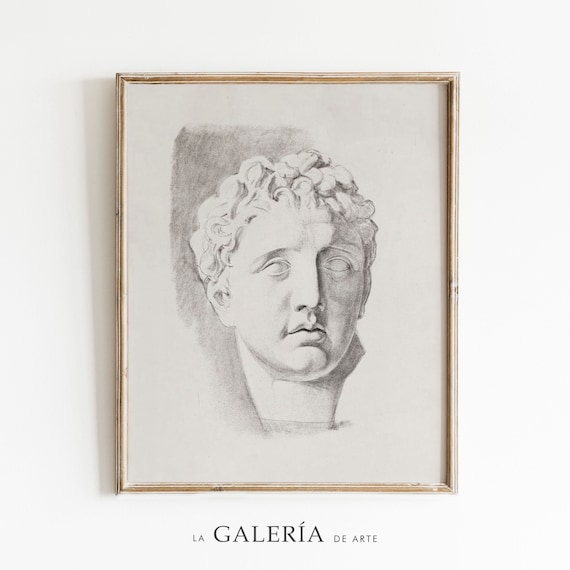 Man Sketch Art | Greek Statue Print | Light Academia Decor