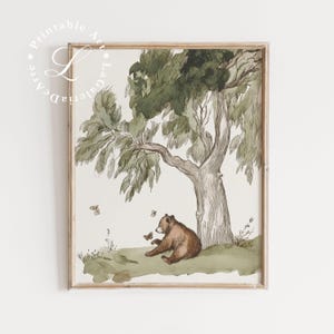 Vintage Woodland Nursery Decor | Farmhouse Print | Bear Wall Art | Farmhouse Nursery Wall Art | Animal Illustration | Digital Download