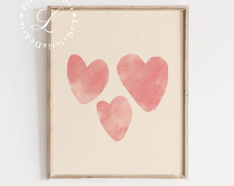 Pink Hearts Print | Girl Nursery Wall Art | Baby Girl Room Decor | Girly Nursery Print | Eclectic Nursery Decor | Digital Download