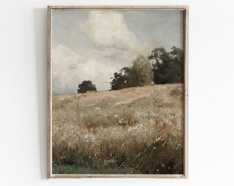 Vintage Farmhouse Wall Decor | Landscape Painting | Country Art Print
